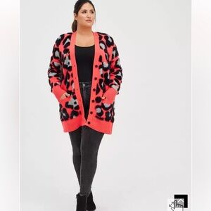 Torrid Button Front Leopard Cardigan
